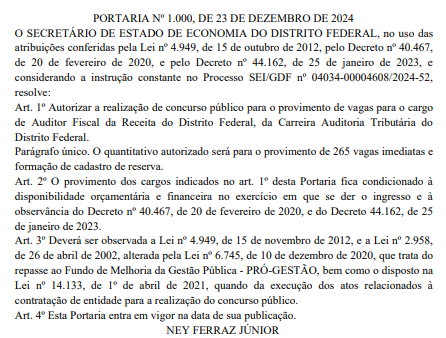 Banca definida do concurso da Sefaz/DF