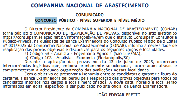 Nova aplicação de provas do concurso Conab